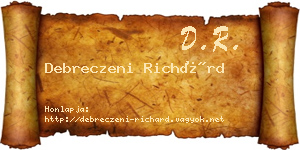 Debreczeni Richárd névjegykártya